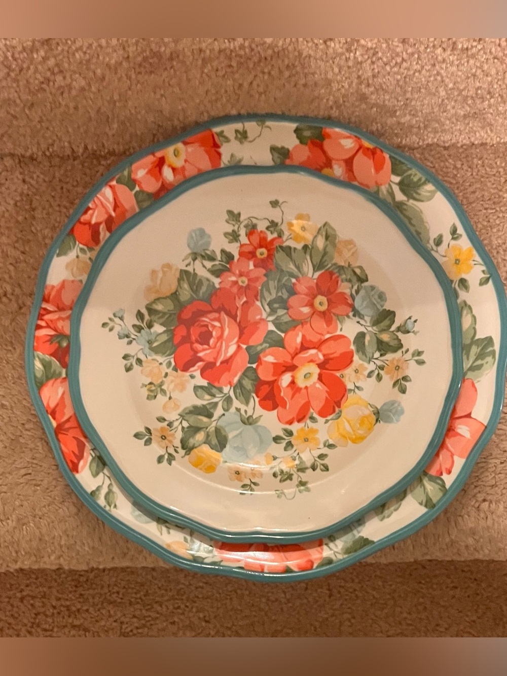 Pioneer Woman Vintage Floral Dinner and Salad Plate Set